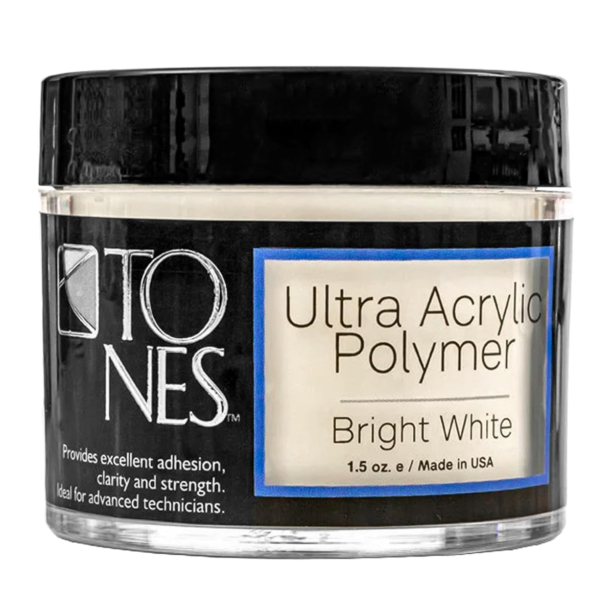 Tones Pro Acrylic Nail Powder, Sparkling Bright White (Opaque Off-White), (1.5 Fl Oz)