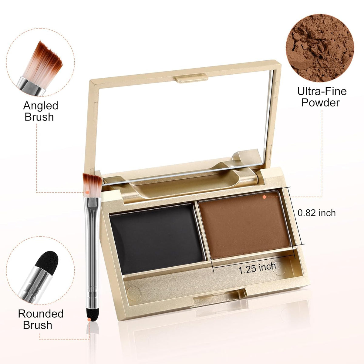 Boobeen Eyebrow Powder Kit, 2-color Waterproof Eyebrow Palette Makeup to Definer & Filler Brows