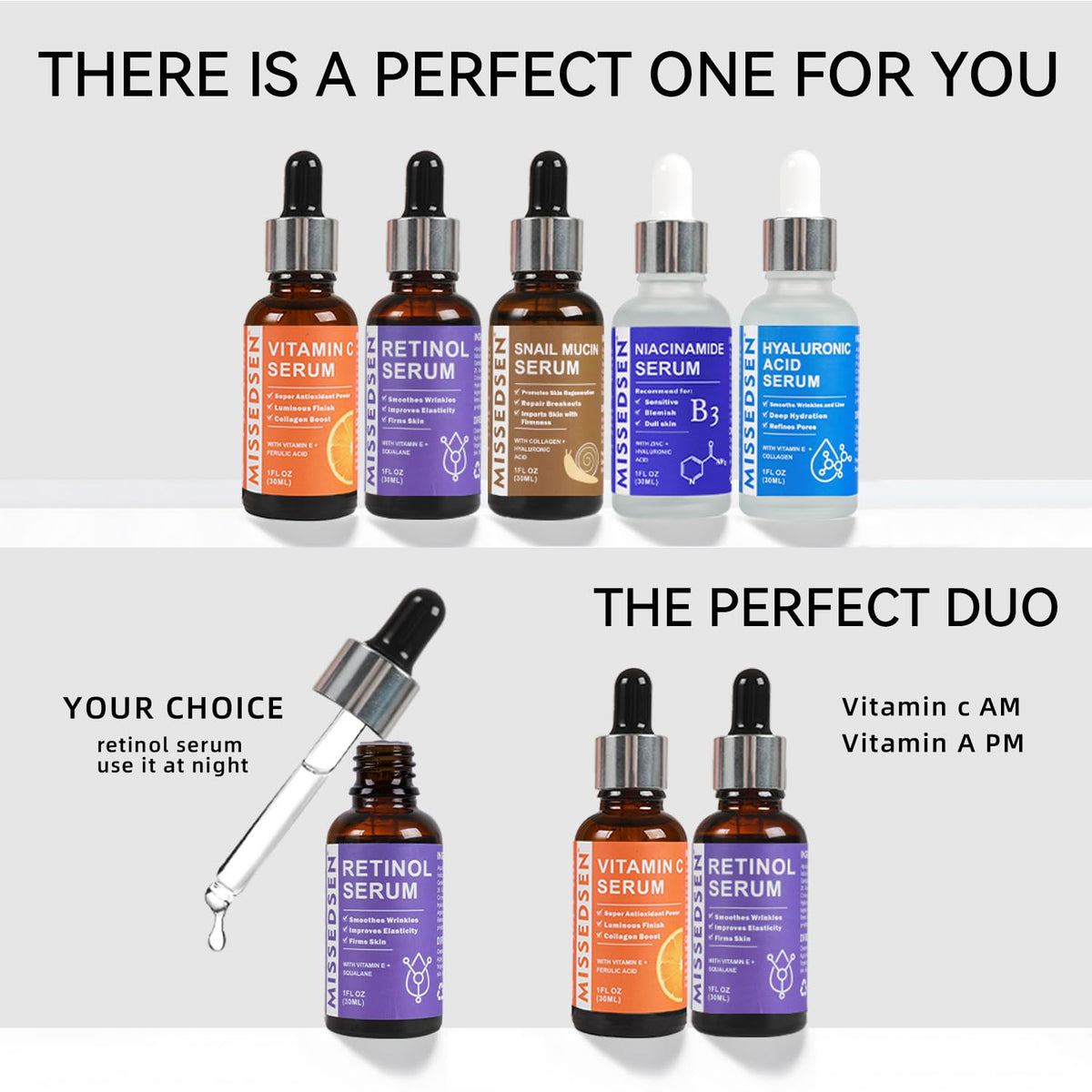 Retinol Serum for Face anti aging with Squalane Oil & Vitamin E Oil for Skin Care Night Repair