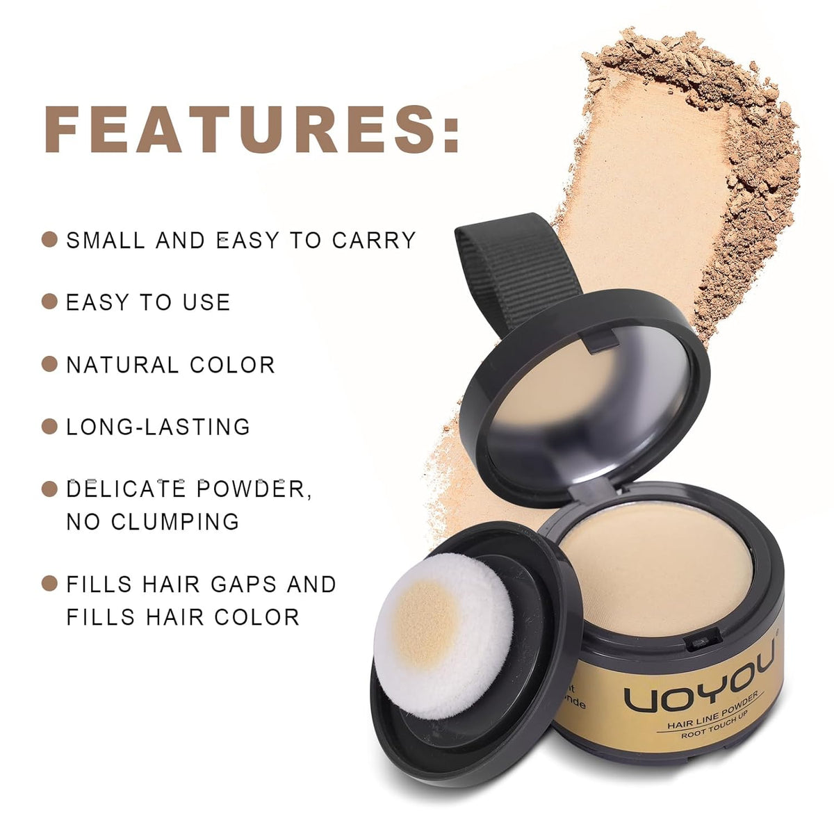 Root Touch Up Powder Instantly Conceals Hair Loss, Gray Root Cover Up Powder, Water & Sweat
