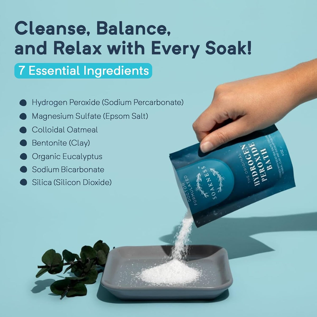 Hydrogen Peroxide Epsom Salt Bath Soak - USA-Made – Patented Bath Salts, Muscle Recovery, & Skin