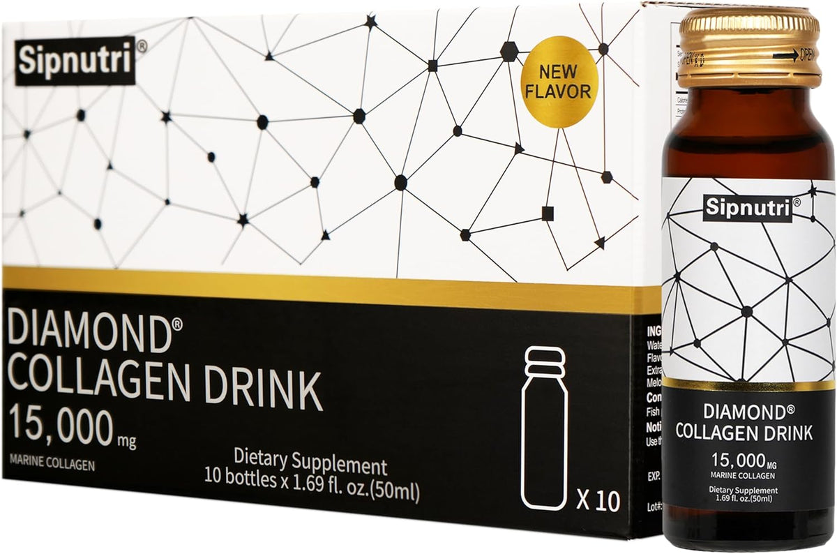 Diamond Liquid Collagen Drink, 15000 mg Hydrolyzed Marine Collagen Peptides with Vitamin C