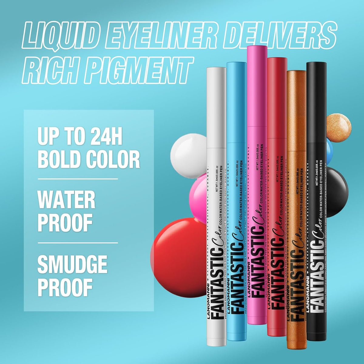 LANGMANNI 4 Colors Matte Liquid Eyeliner Set, Neon Colorful Pigmented With Long-lasting