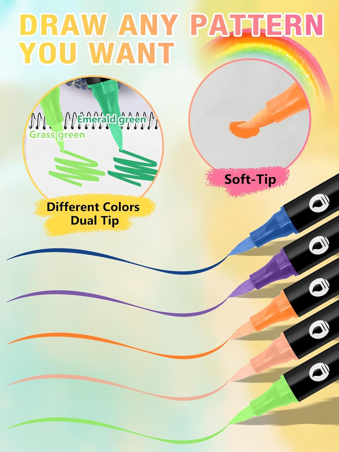 EBANKU 24 Color Nail Art Pens Set 3D Acrylic Paint Nail Art Quick-Drying Nail Point Dotting Liner