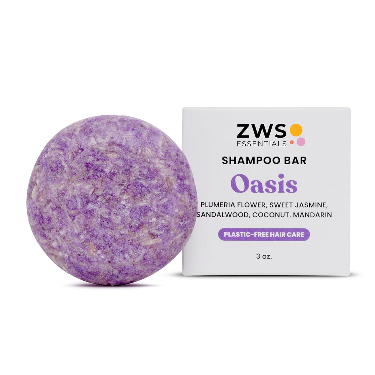 Oasis Shampoo Bar, Vegan Solid Hair Cleanser with Plumeria, Jasmine, Sandalwood, Coconut, and