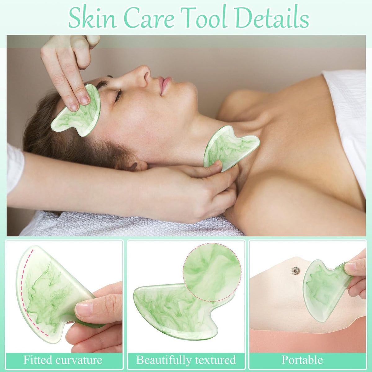 Sherr 24 Pcs Gua Sha Facial Tool Resin Gua Sha Massage Tool Heart Shaped Gua Sha Stone Guasha Board