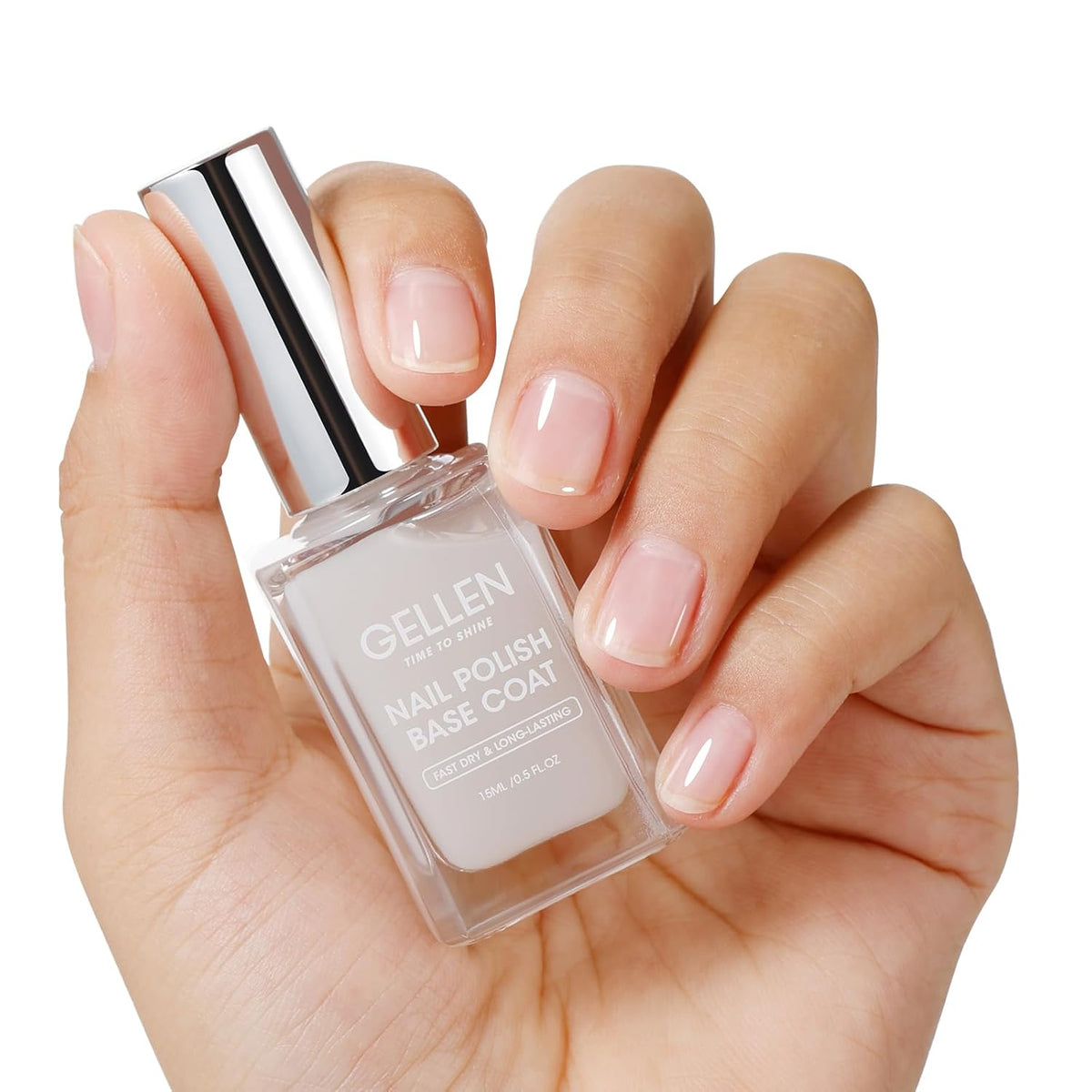 GELLEN Clear Nail Polish Base Coat Sheer Tinted Milky White, Natural Color Regular Nail Polish