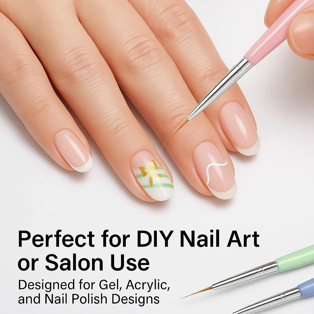 Gel Polish Nail Art Brushes, 6 Pcs Dual-Ended Art Design Pens with Case for Gel & Acrylic - Clean