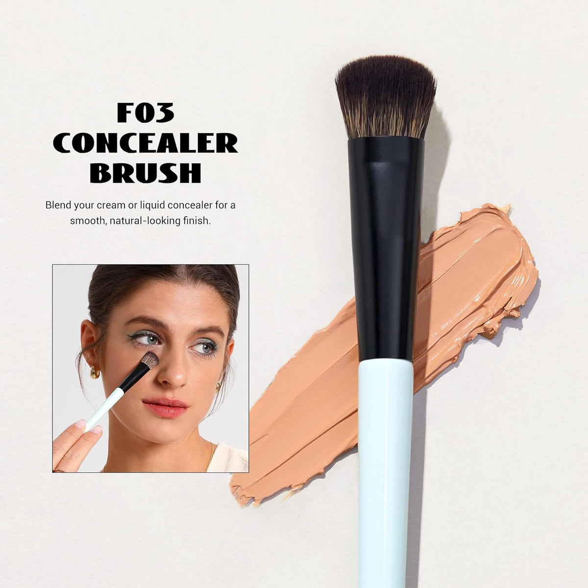 Jessup Face Makeup Brushes Blue 3pcs Double Ended Makeup Brush for Foundation Contour Blush