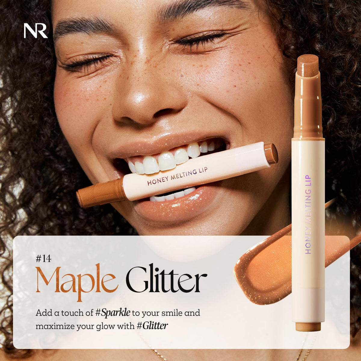 Nature Republic HONEY MELTING LIP GLITTER (14 MAPLE) SOFT LIP STICK Hydrating Gloss, Moisturizing