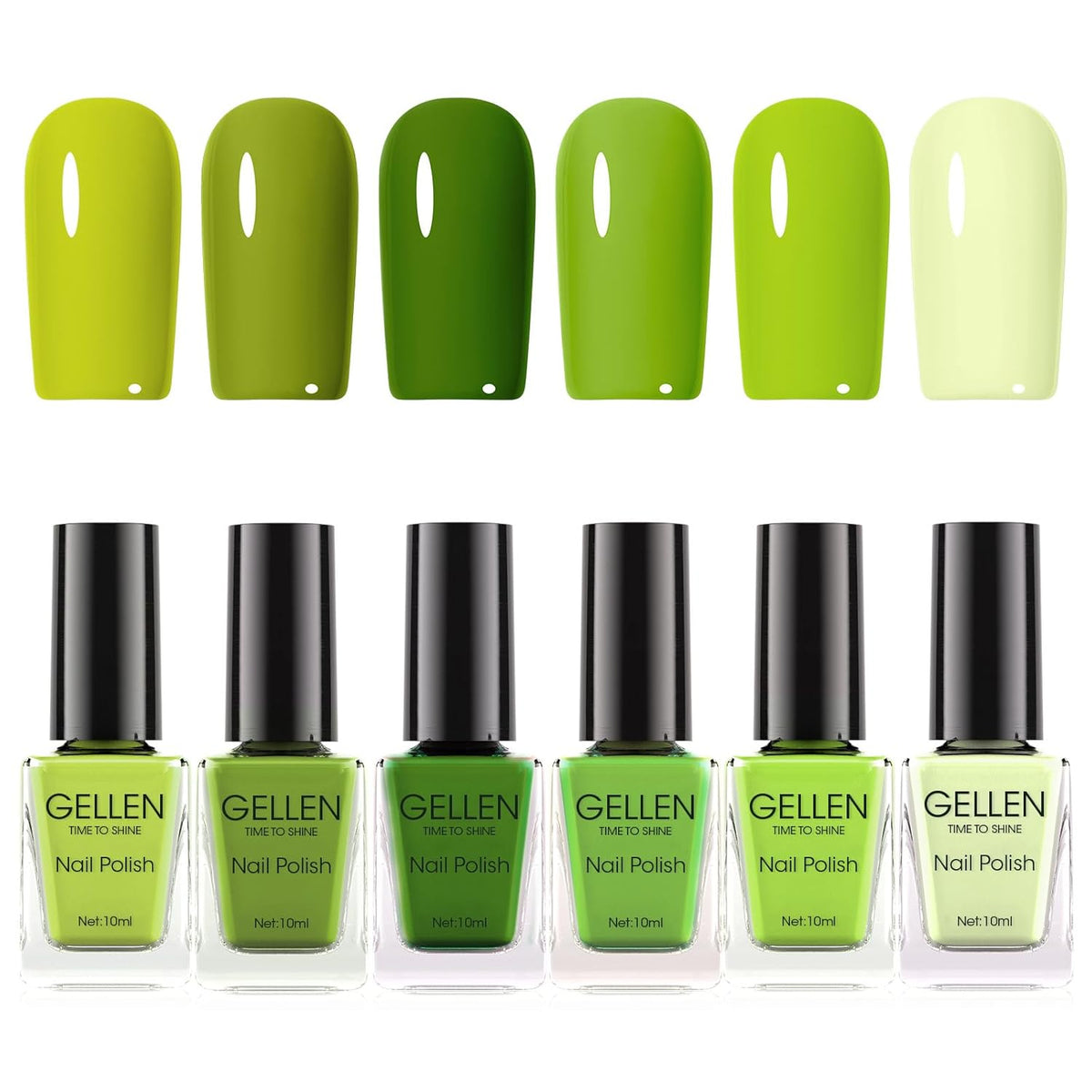 GELLEN Green Nail Polish Non Gel, Fast Air Drying Traditional Regular Green Nail Polish Spring