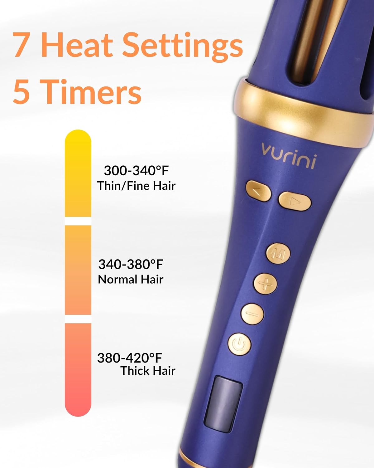 Automatic Curling Iron - 1.25" Rotating Curling Wand with 7 Temp. & 5 Timers Setting for Different