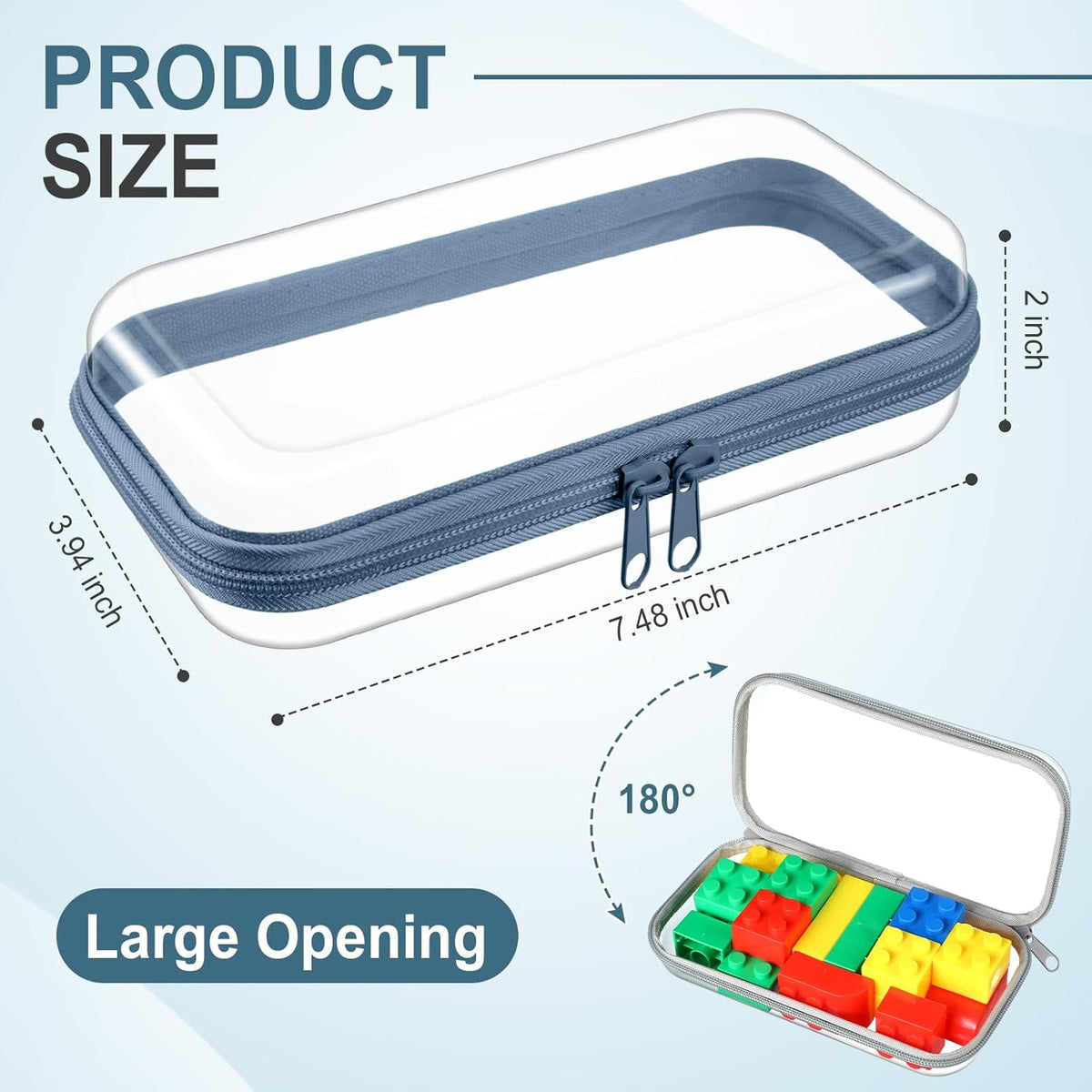 Hoolerry 4 Pcs Hard Clear Zipper Case Makeup Bags Plastic Pencil Pouch Transparent Storage Box