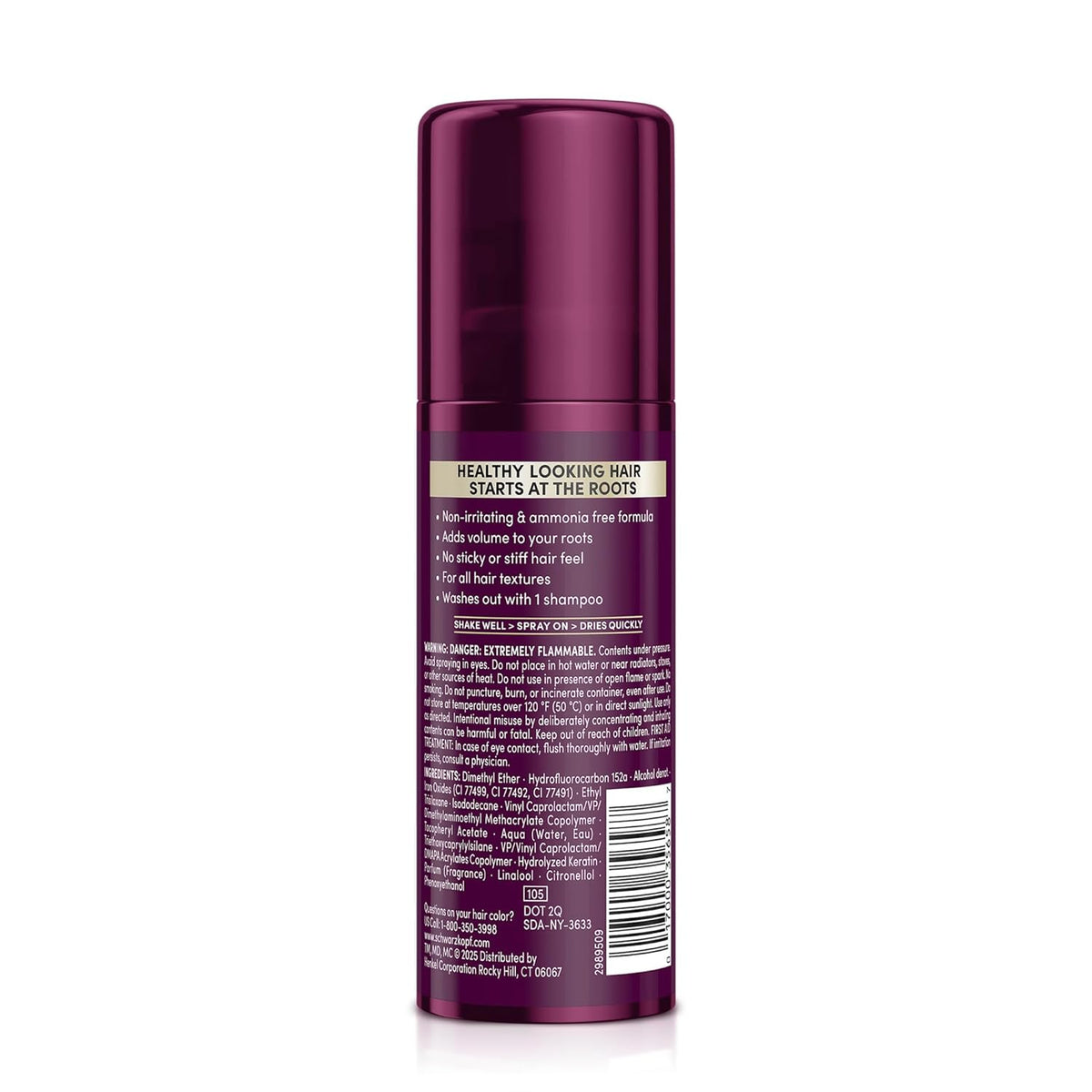 Schwarzkopf Keratin Color Root Temporary Hair Color Spray, Dark Brown - Salon Inspired Temporary