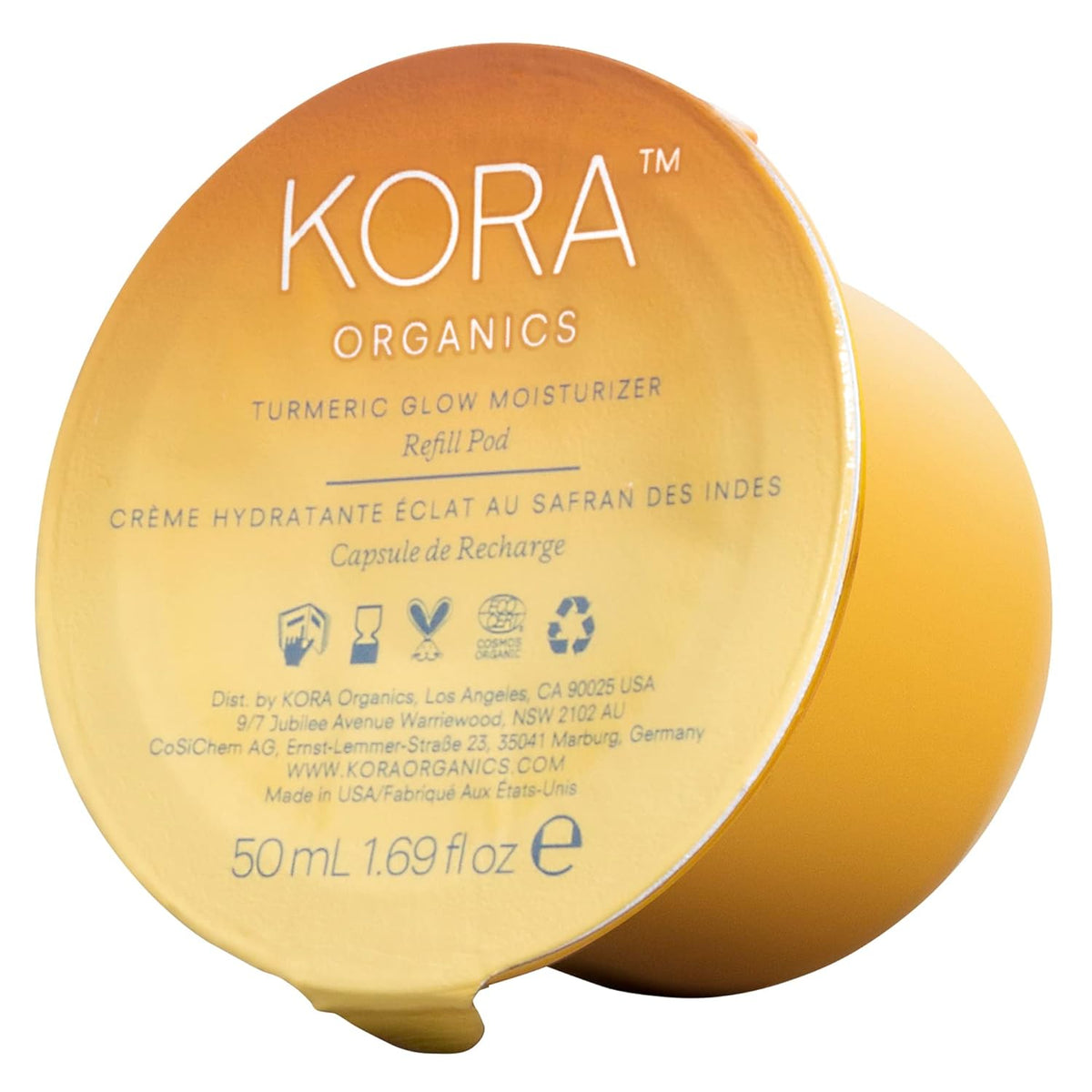 KORA Organics Turmeric Glow Facial Moisturizer Refill Pod, Hydrating Cream with Rosehip Oil for