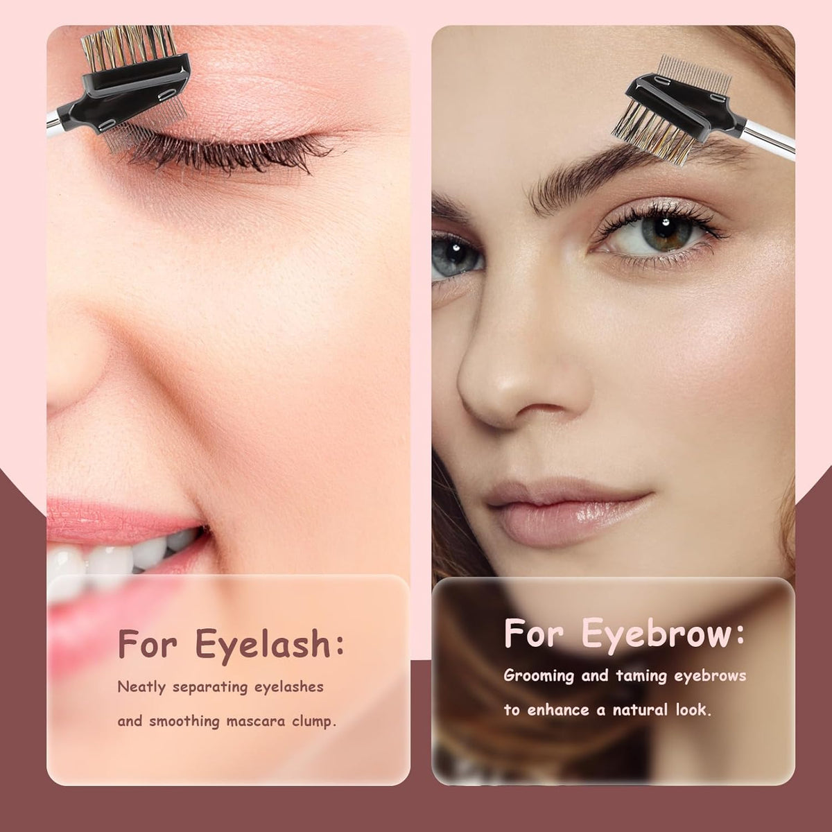 1 Pcs Eyebrow Brush, Metal Eyelash Comb, Resuable Dual Eyebrow Comb, Eye Brow Makeup Brush Eye Lash