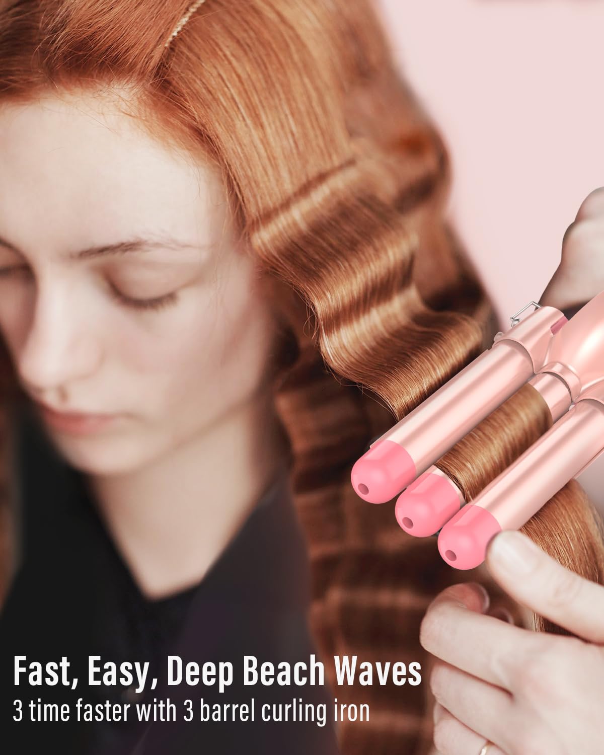 Waver Curling Iron Wand - BESTOPE PRO 5 in 1 Curling Wand Set with 3 Barrel Hair Crimper for Women
