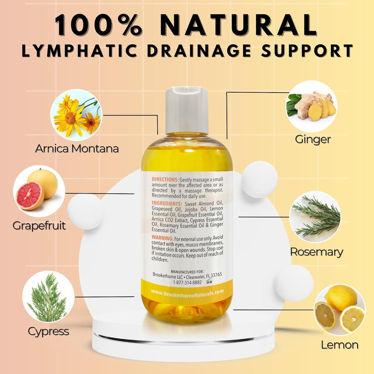 Lymphatic Massage Oil for Massage Therapy | 100% Natural Lymphatic Drainage Oil | Premium Quality