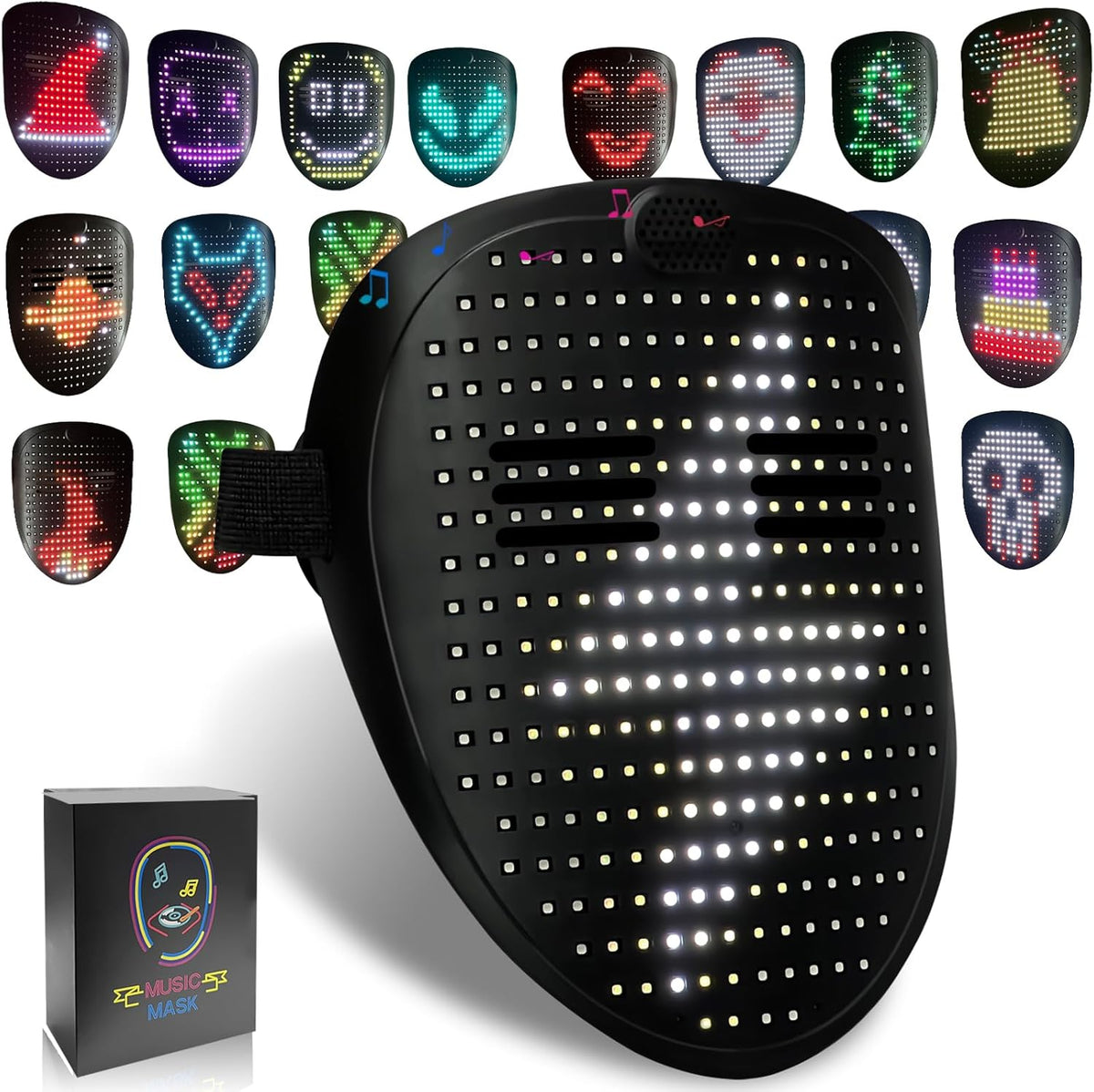 Led Mask with Gesture Sensing,Light up mask for Kids/Men/Women LED Halloween Mask for Costume