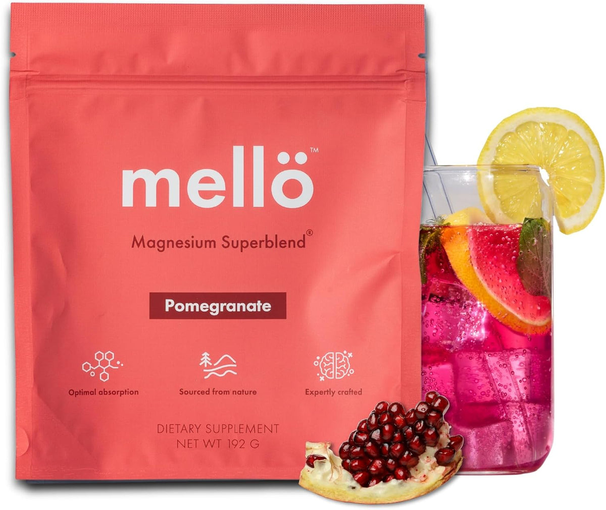 mellö Magnesium Supplement Superblend Powder - Magnesium Glycinate with L-Theanine, GABA, and 70