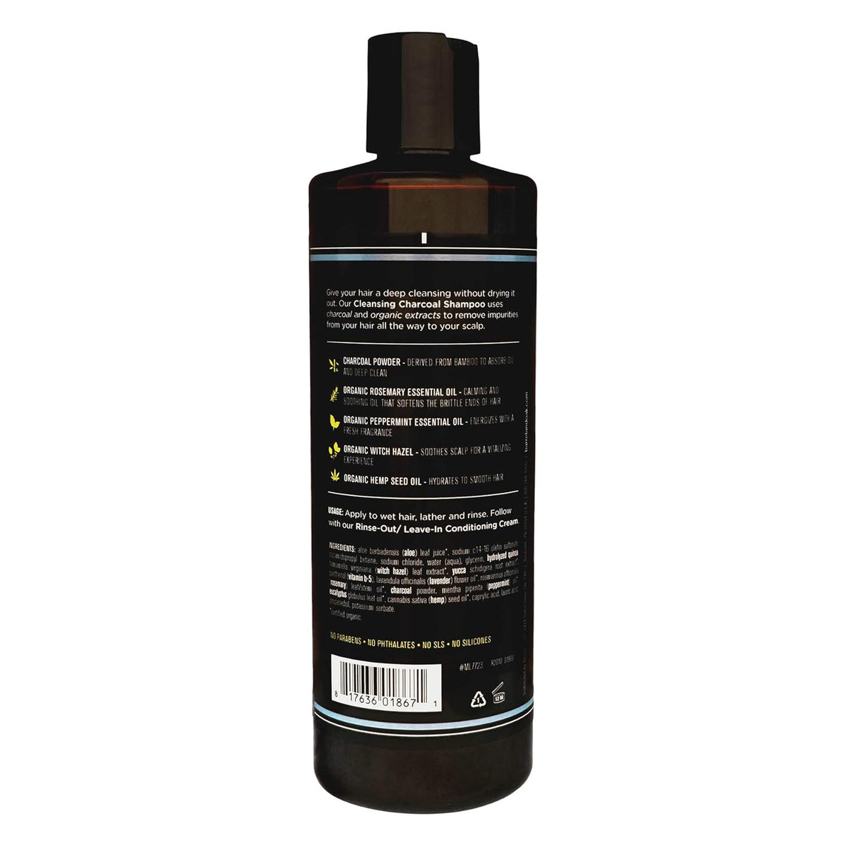 Barrel and Oak - Cleansing Charcoal Shampoo, Clarifying Shampoo, Hair Care for Men, Deep Cleans &