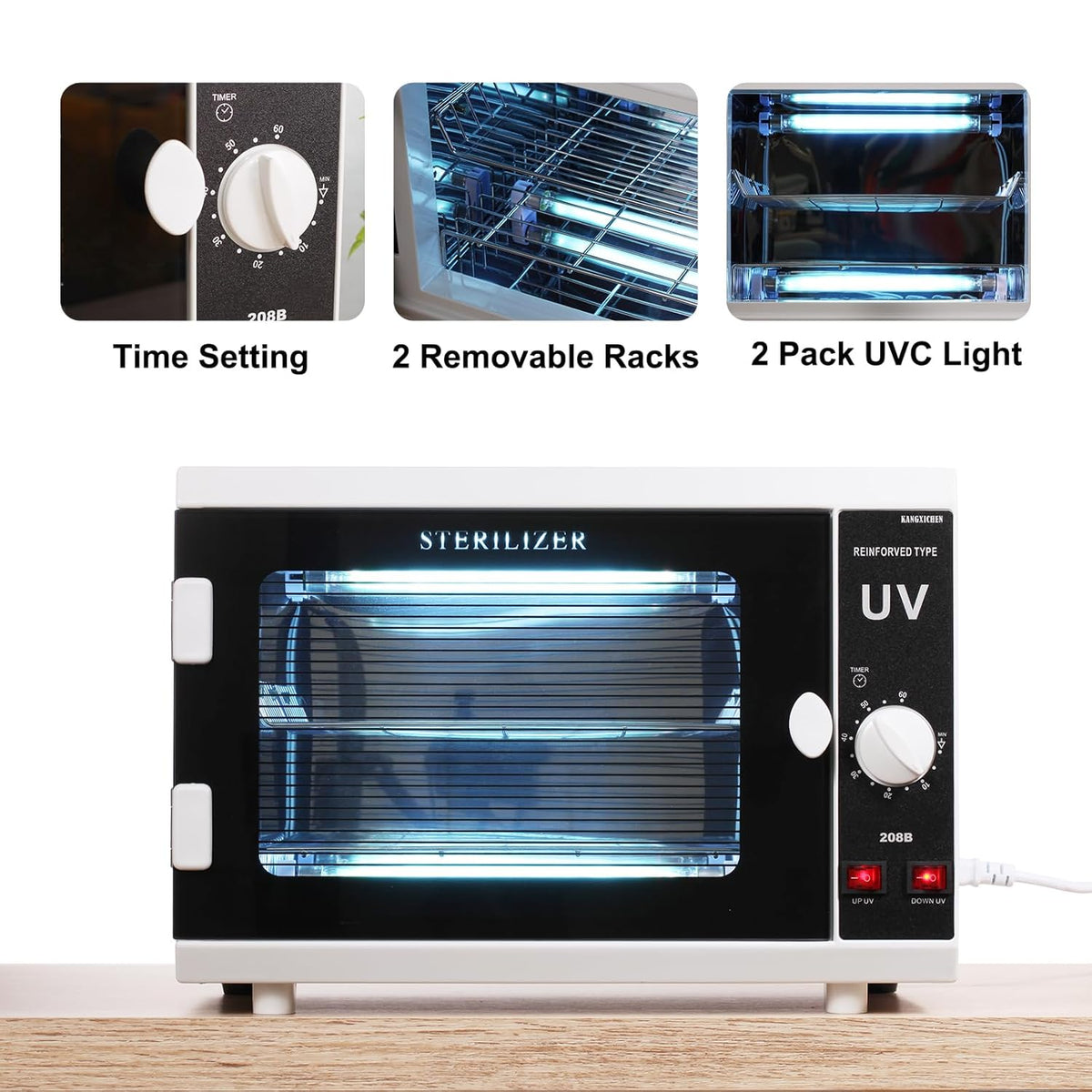 [𝟮 𝗨𝗹𝘁𝗿𝗮𝘃𝗶𝗼𝗹𝗲𝘁 𝗟𝗶𝗴𝗵𝘁𝘀] 12L Extra-Large Box UV Light Nail Tool Cleaning Machine