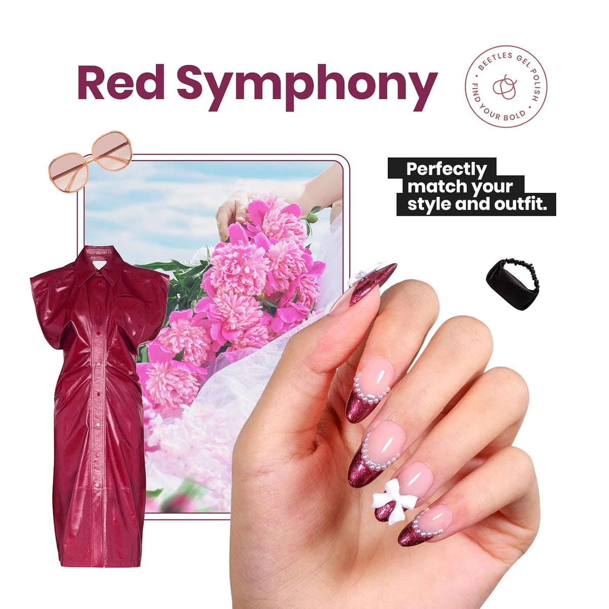 Beetles 1Pcs 15ml Red Nail Polish,Nail Polish Fast Drying & Long Lasting Nail Lacquer Red Cheerful