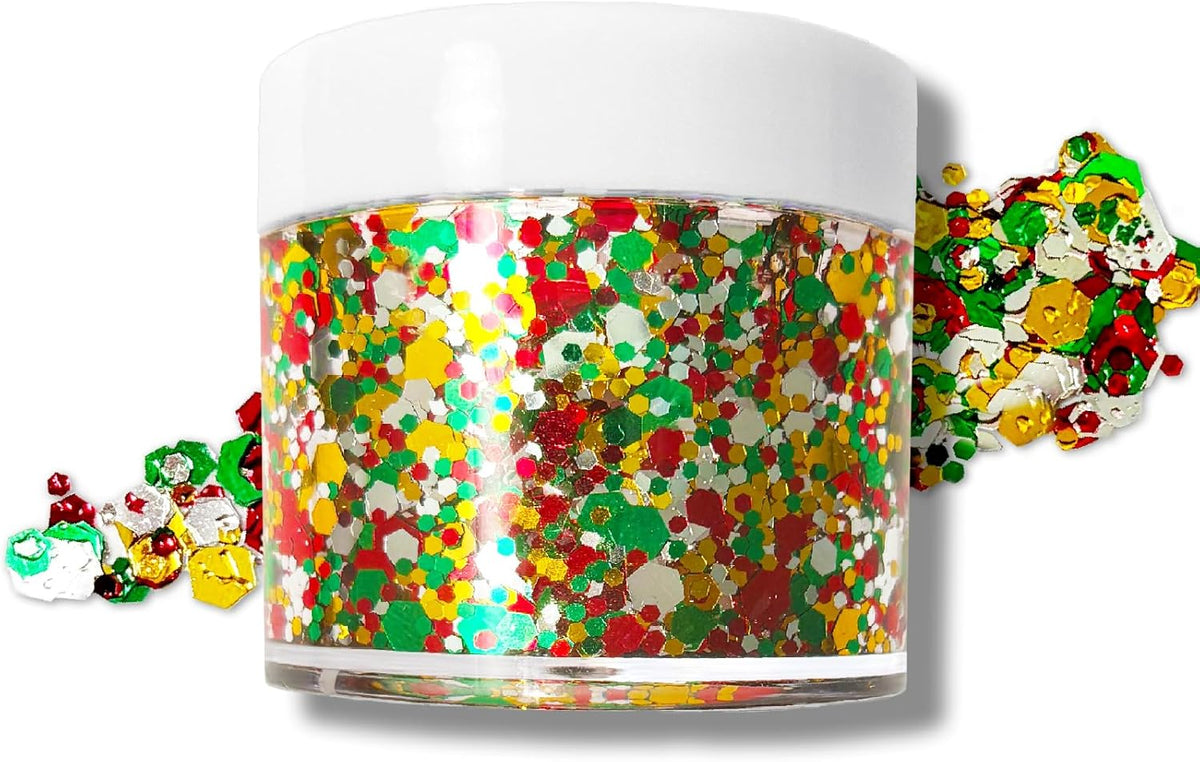 Christmas Glitter Gel for Body, Face, Hair and Lip, Color Changing Glitter Gel Under Light