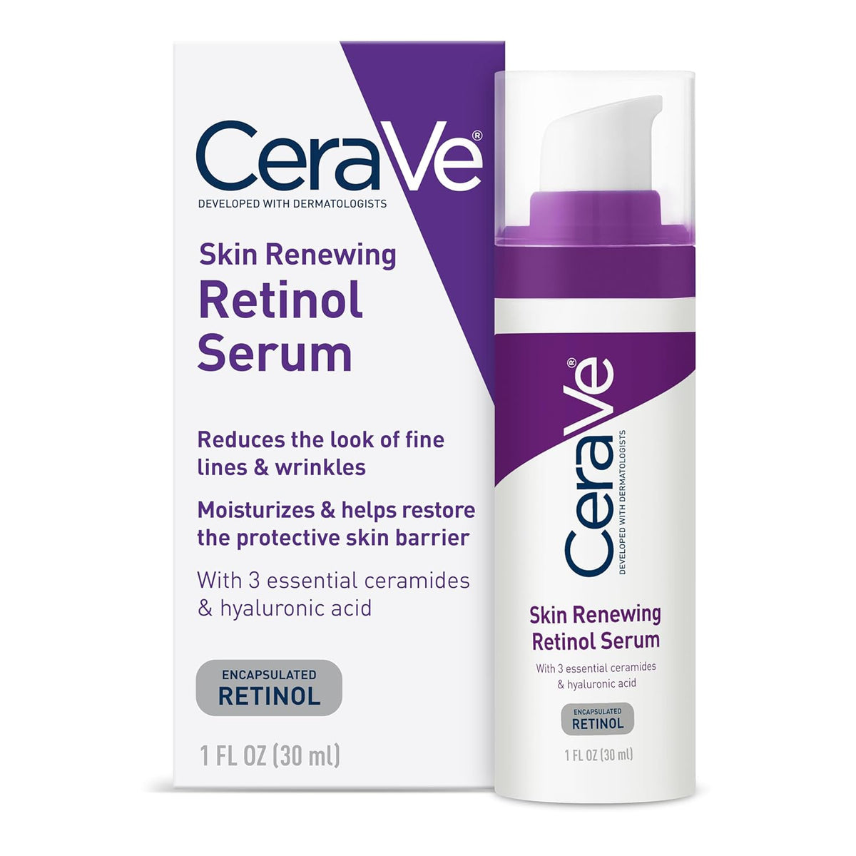 CeraVe Anti Aging Retinol Serum For Face, Encapsulated Retinol With Hyaluronic Acid, Niacinamide &