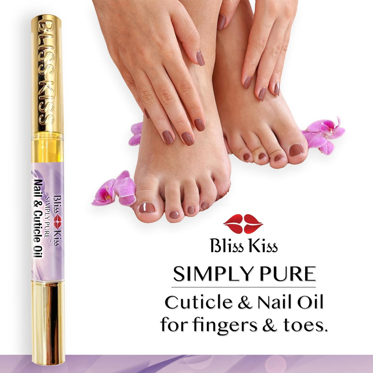 Bliss Kiss | 1 Lavender Vanilla | Nail Oil Cuticle Pen w/Vitamin E & Jojoba⏤Nail Strengthener Nail