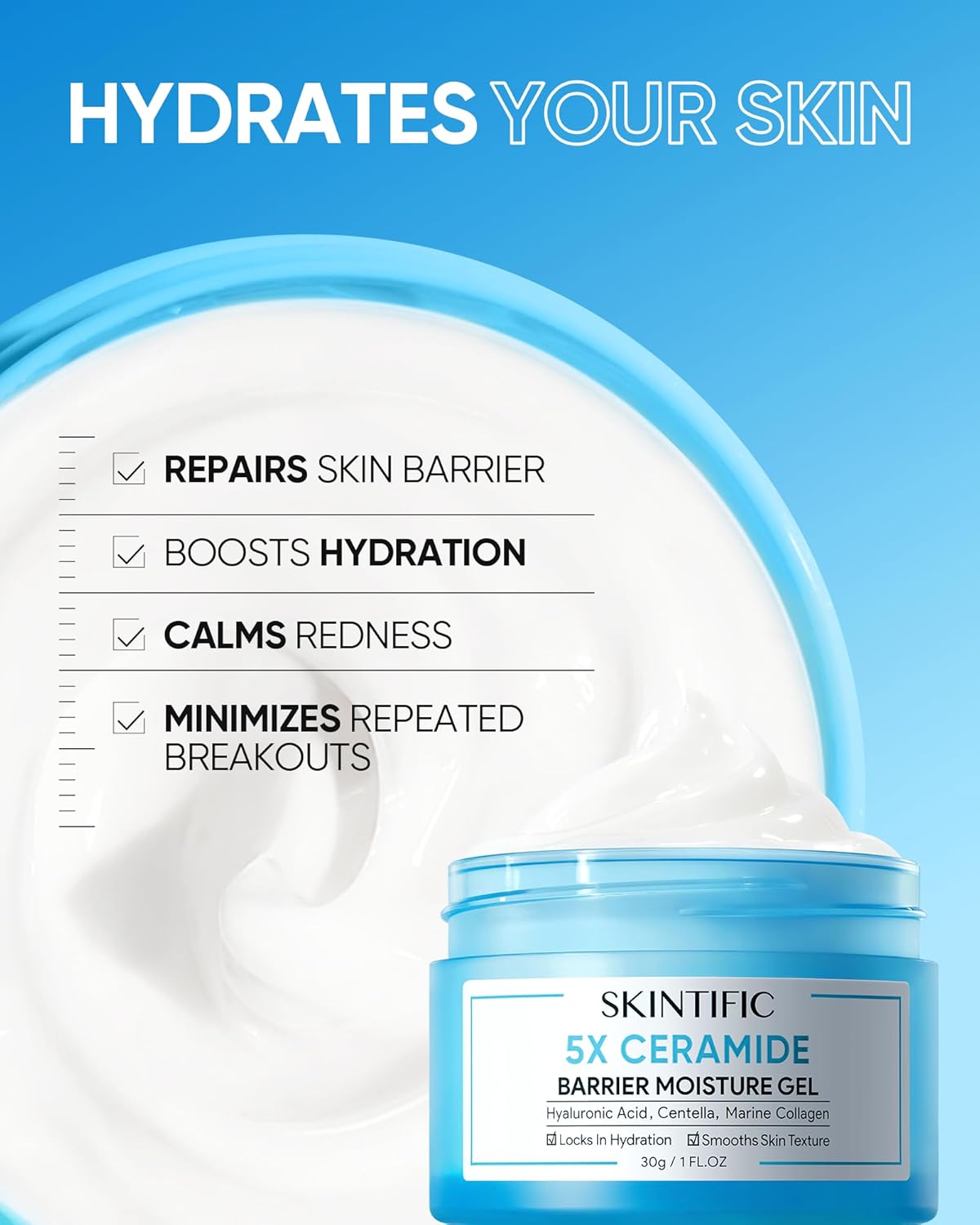 5X Ceramides Moisture Barrier Cream, Hydrating Skin Barrier Repair Face Moisturizer for All Skin