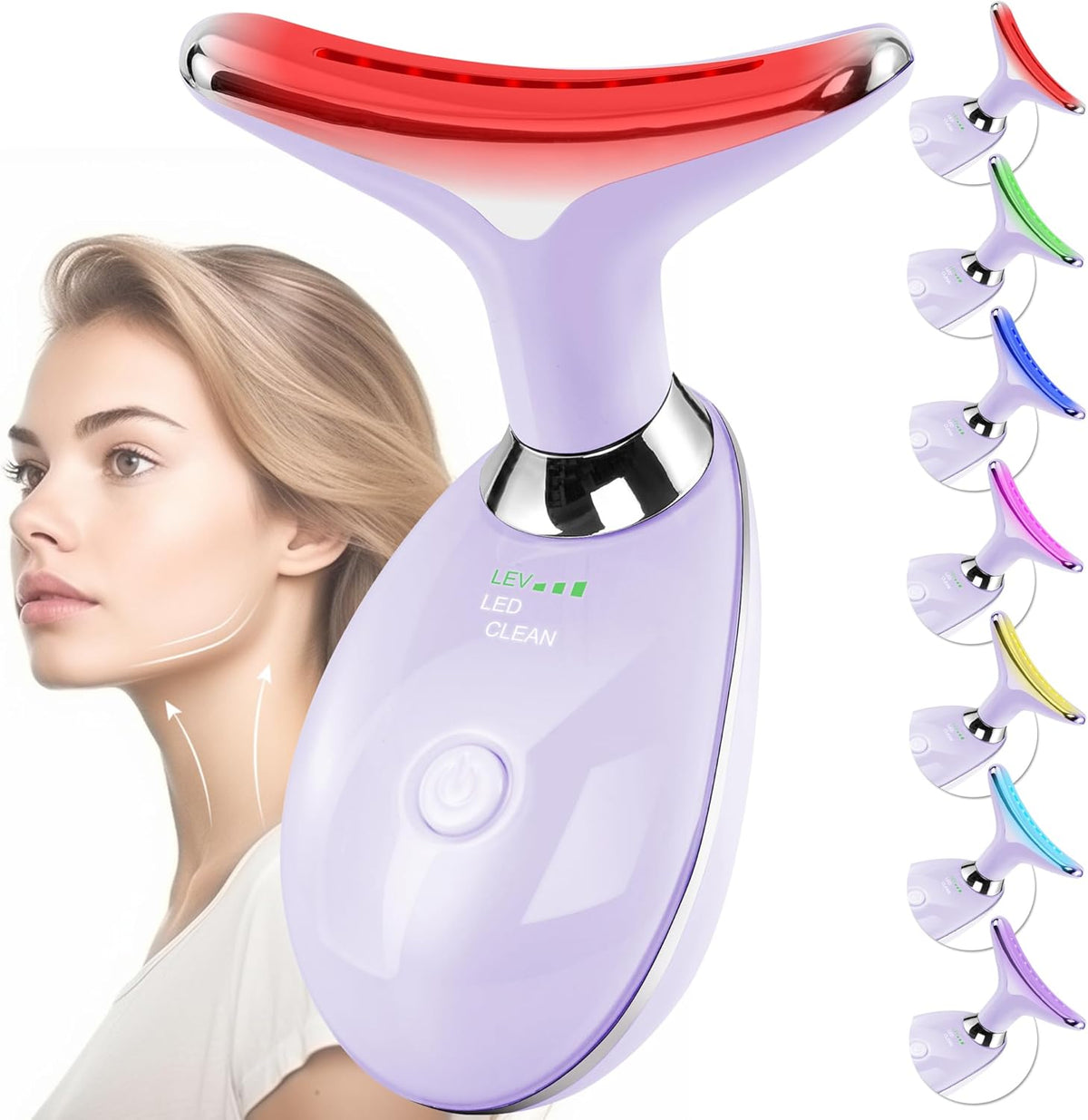 Facial Massager Red-Light-Therapy-for-Face and Neck, Face 𝖲 culpting Wand with 7 Color (Light