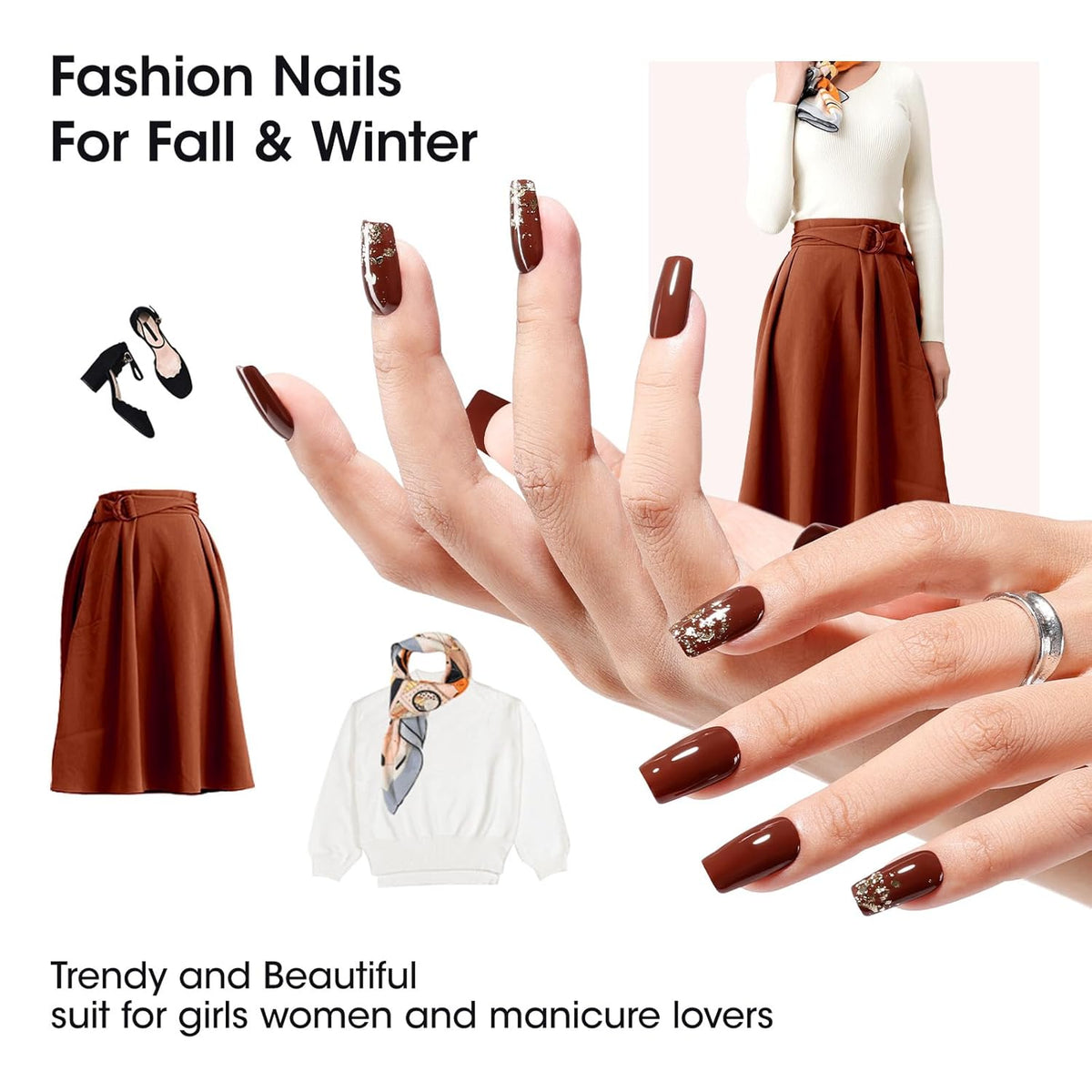 GELLEN Chocolate Brown Nail Polish Set, Fall Winter Brown Regular Nail Polish Quick Air Dry 6