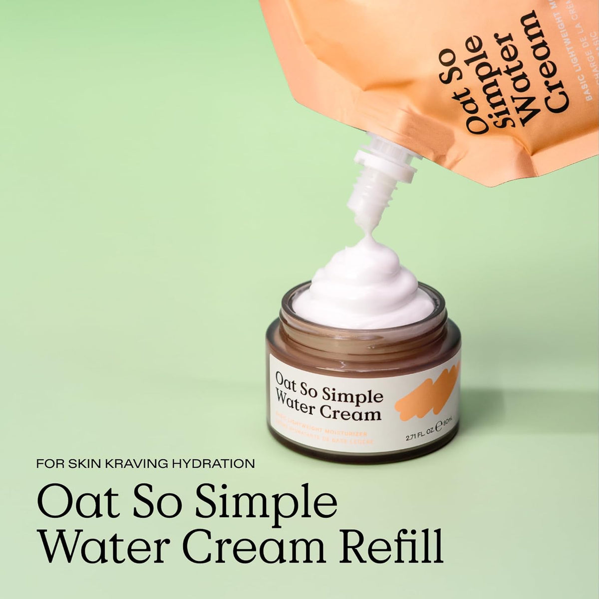 KraveBeauty Oat So Simple Water Cream Refill, Enriched With Oat & Squalane To Soothe & Lock In