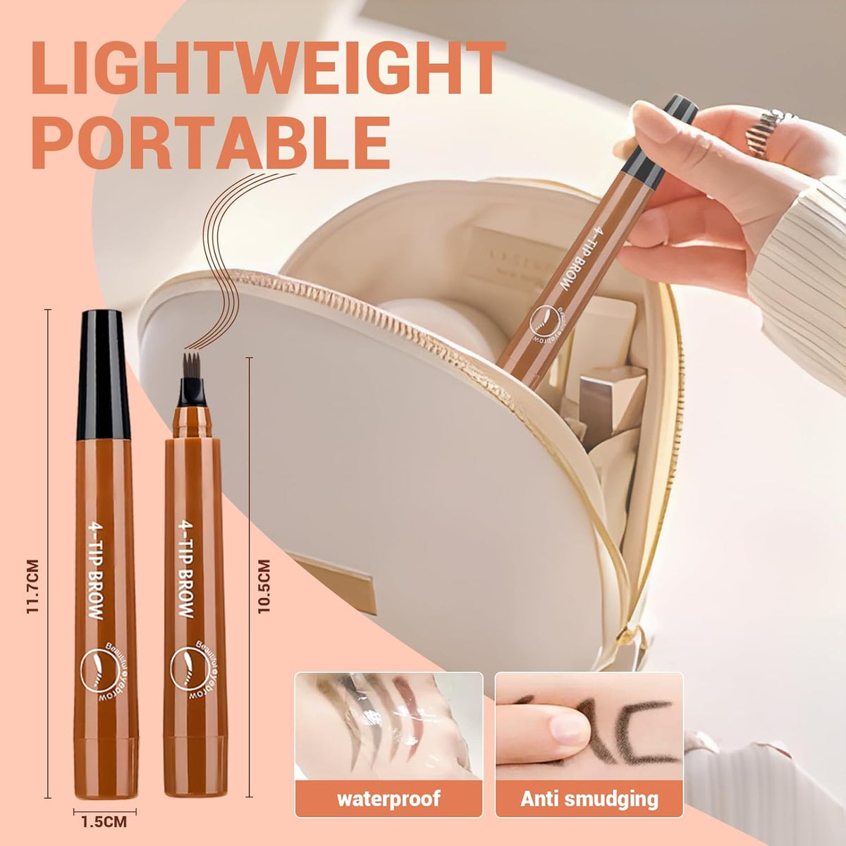 2025 New Magic Eyebrow Pencil, 3D Waterproof 4 Tipped Precise Brow Pen Microblading Eyebrow Pencil