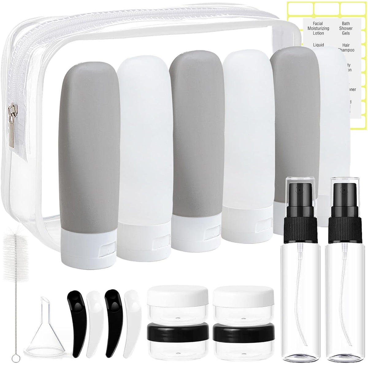 20 Pack Travel Bottles Set - TSA Approved Leak Proof Containers Kit for Toiletries - Portable