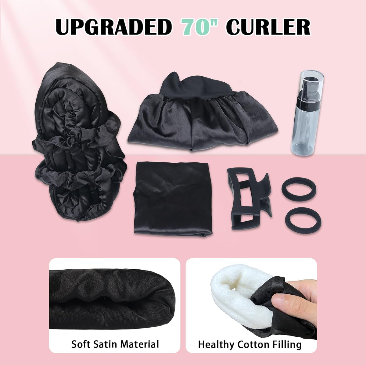 Satin Heatless Curls Overnight Hair Curlers to Sleep In Hair Curler Rollers No Heat Hair Wrap for