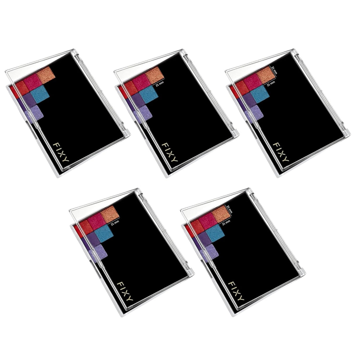 FIXY Empty Magnetic Makeup Palette Set of 5 (5.7x4.3inch) and 20 Magnetic Metal Pans of 21mm