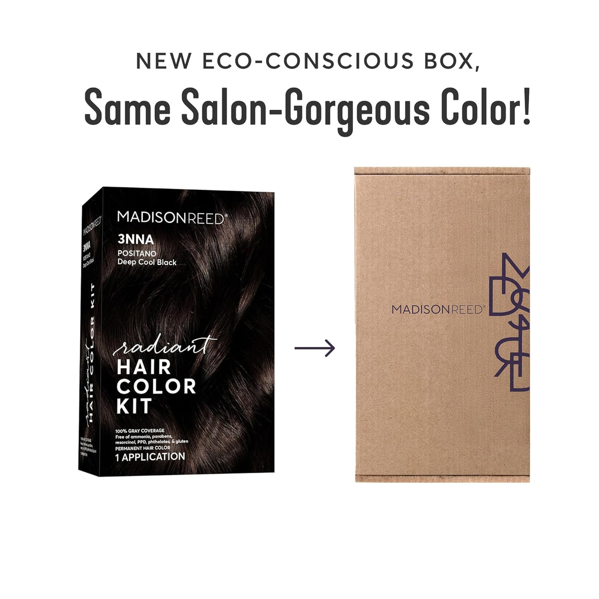 Madison Reed Radiant Hair Color Kit | 3NNA Cool Black-Brown with Ash Undertones (Positano Black)