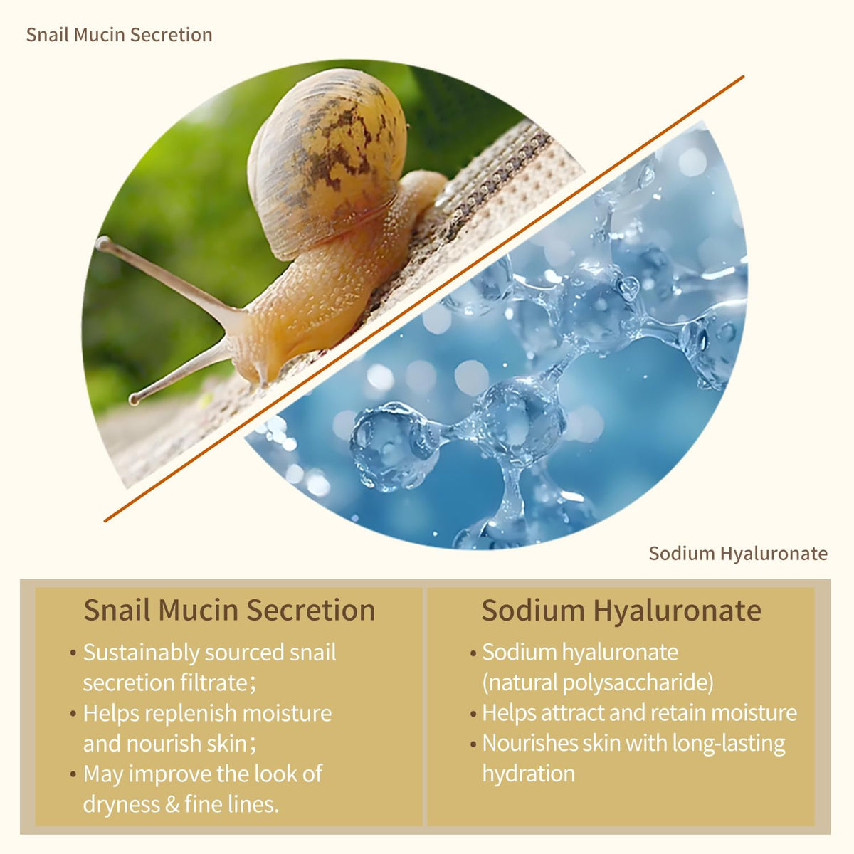 Snail Mucin Serum for Face with Collagen & Hyaluronic Acid,Smoothes Wrinkles,Improves