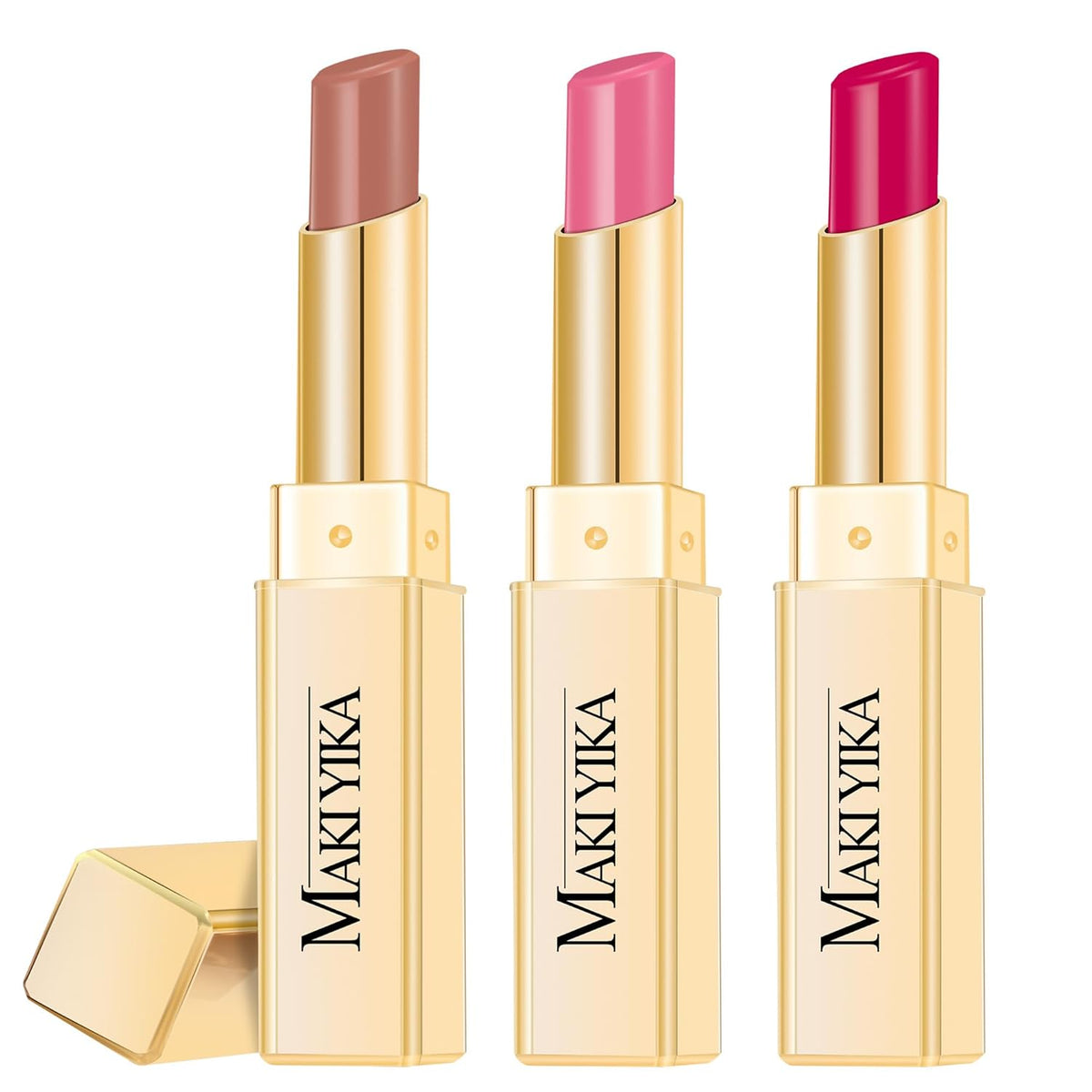 3Pc Moisture Lipsticks for Women Nude Pink Hot Pink Lipstick Hydrate Tinted Lip Balm for Dry