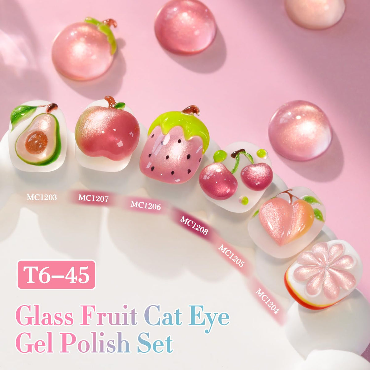 Double Rhythm Cat Eye Gel Nail Polish Set of 6 Same Color Same Bottle 0.5 Oz Shimmer Glitter with