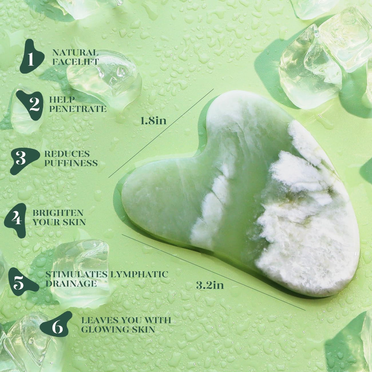BAIMEI Jade Roller & Gua Sha Set Face Roller and Gua Sha Facial Tools for Skin Care Routine and