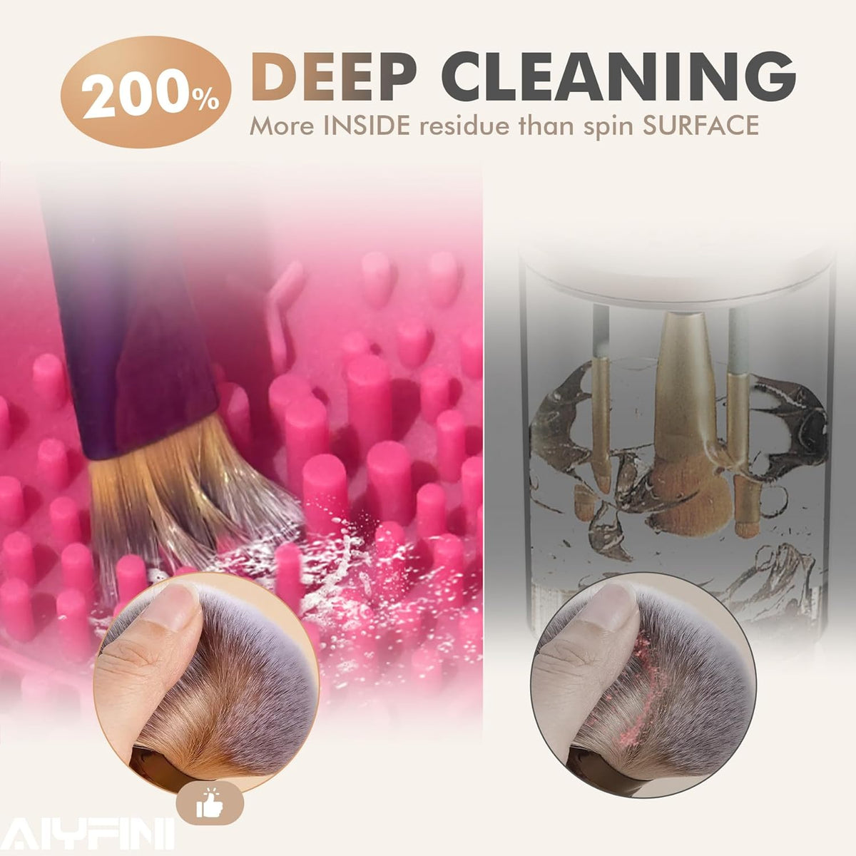Alyfini Electric Makeup Brush Cleaner Machine, Powerful Friction Removes Residue on Make up Brushes