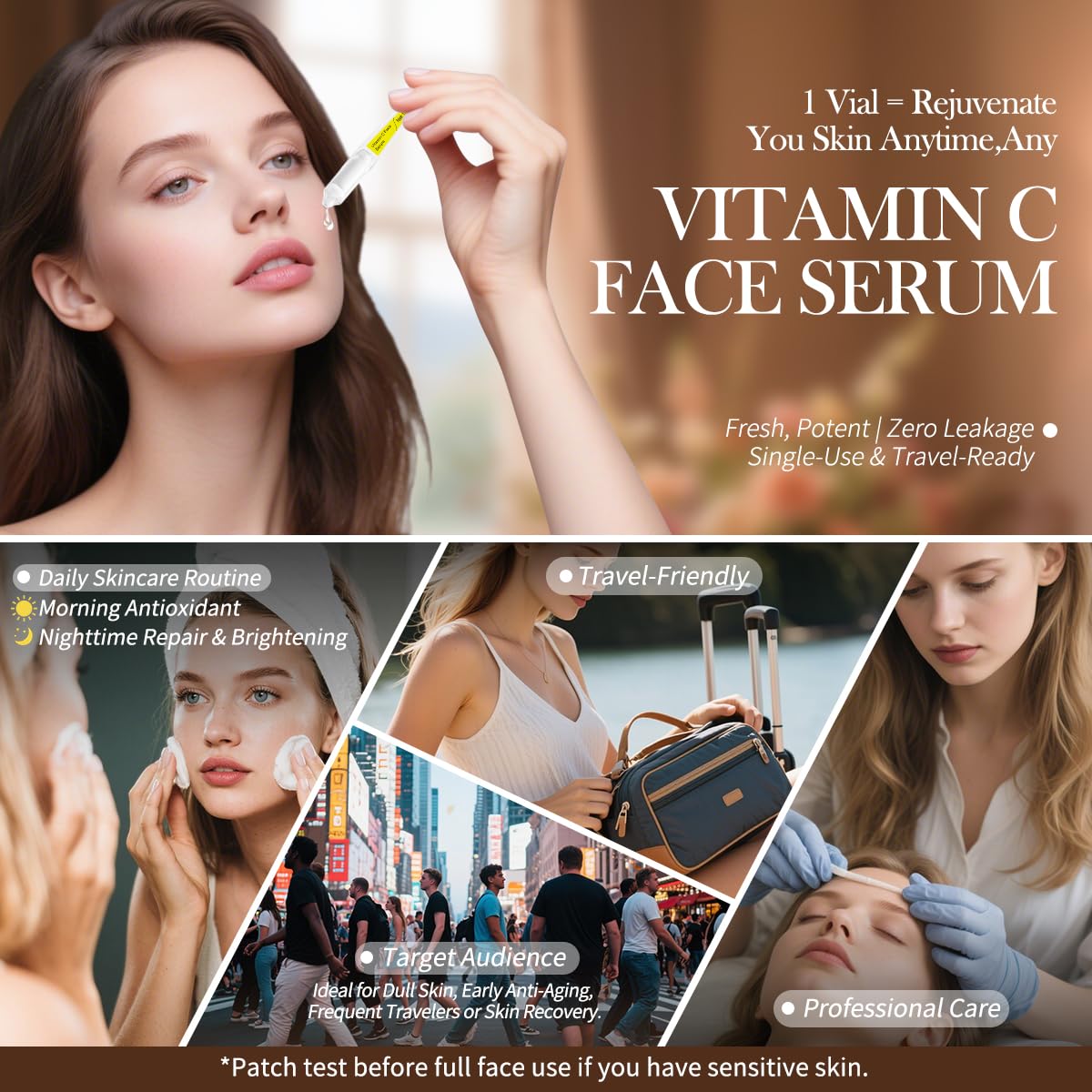 Vitamin C Face Serum with Glutathione, 4D Hyaluronic Acid & Aloe Vera – Lightweight Brightening &