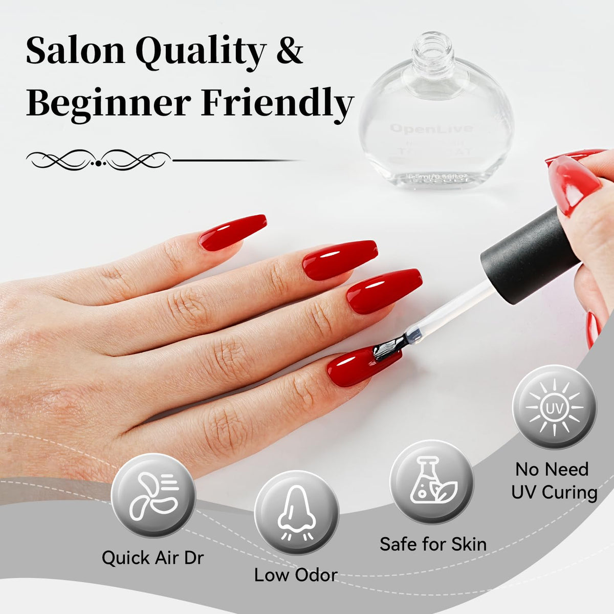 16.5ml Top Coat Clear Nail Polish, Quick Dry High Gloss Shine Large Volume Top Coat, Long Wear and
