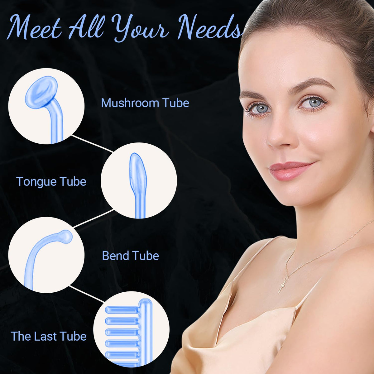 High Frequency Facial Wand - UUPAS Portable Handheld 4 in 1 Blue High Frequency Skin Facial Machine