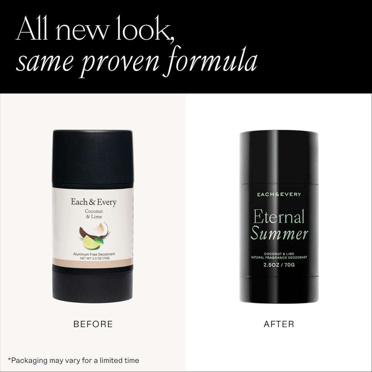 Each & Every Aluminum Free Deodorant for Men & Women, Coconut & Lime - All Natural Deodorant for