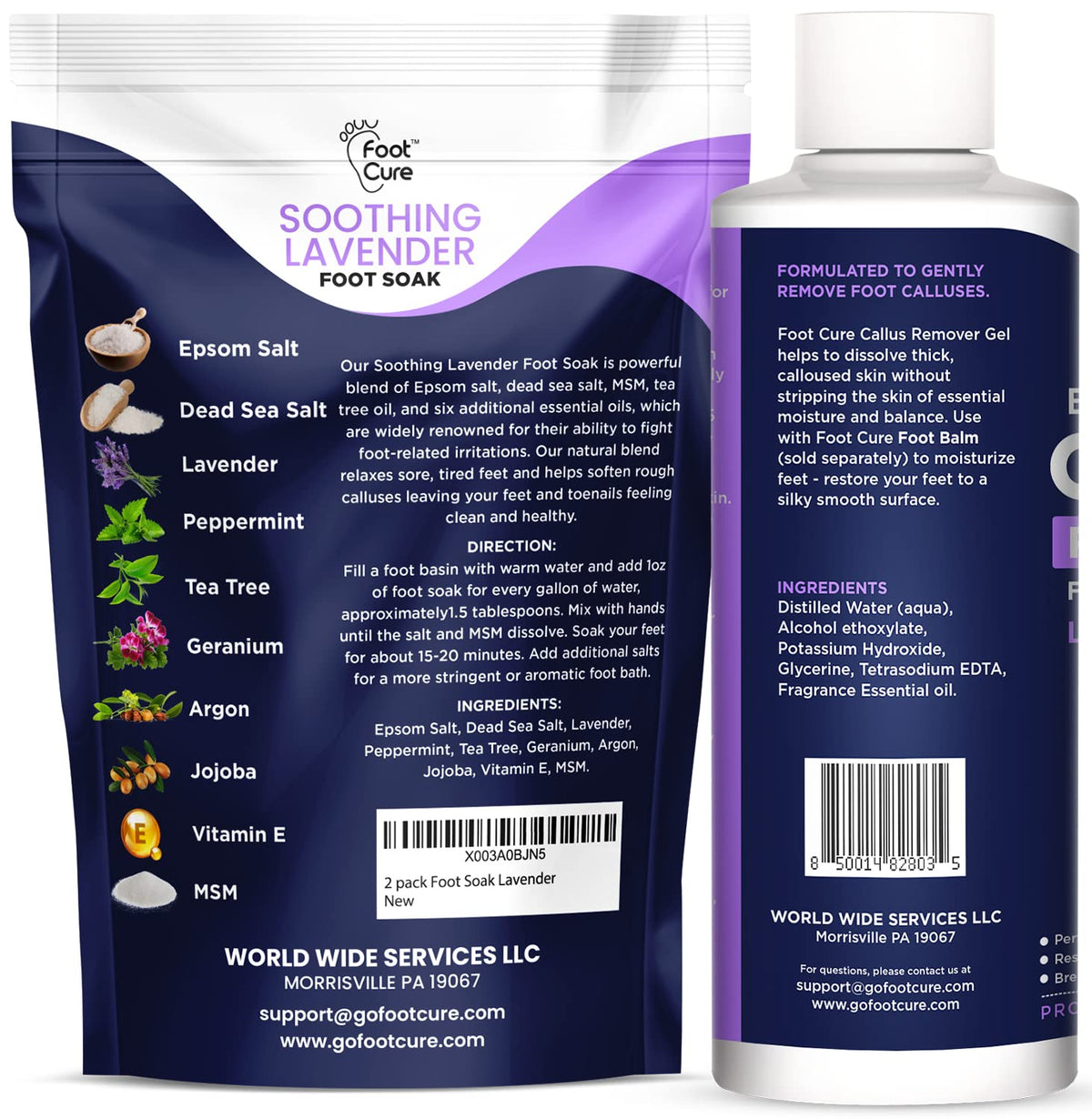 Lavender Foot Soak & Callus Remover Gel Kit - Extra Strength Callus Remover Gel for Feet, Remove