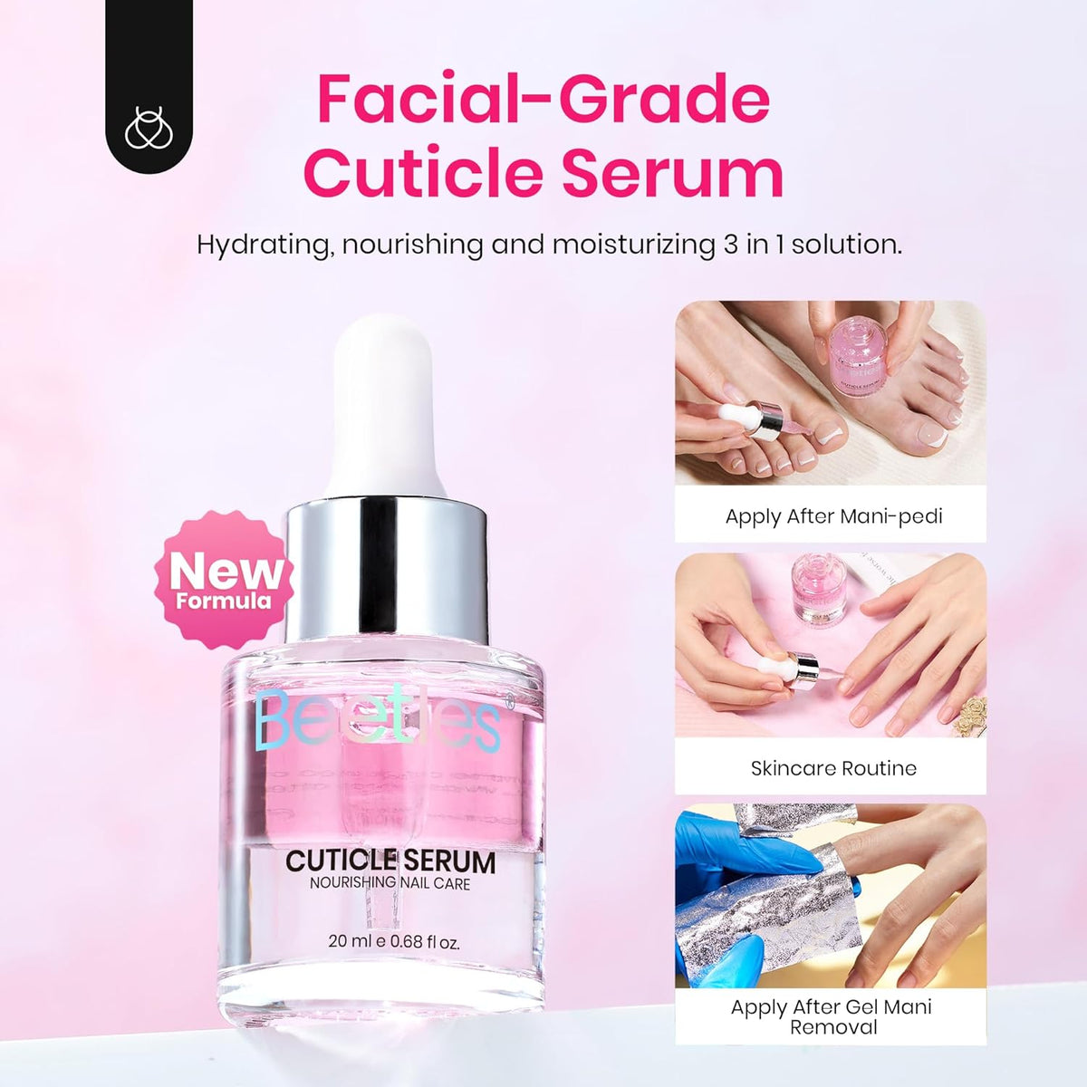 Beetles Cuticle Oil For Nails - 20ml Nail Care Strengthener Oil Stronger Nails Spa and Hand